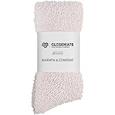 CLOSEMATE Fuzzy Calf Socks for Women Winter Warm Cozy Coral Fleece Cloud Home Slipper Socks with Elastic Ankle Gift Box Set