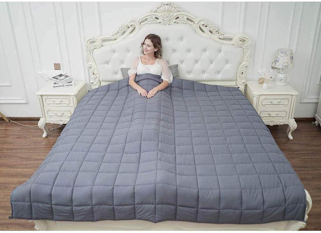 CuteKing Weighted Blanket 60x80 Inches for Queen or Full Size Bed, 15lbs for Individual Between 90-150lbs, 100% Oeko-Tex Certified Cotton with Glass Beads for Adult, Dark Grey: Kitchen & Dining