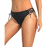 Zmart Women Low Waisted Bikini Bottoms - String Tie Side Bathing Suit Moderate Coverage Swim Bottom