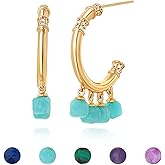 FETTERO Women Gold Hoop Earrings 14K Gold Plated 925 Sterling Silver Post Chunky Huggie Hoops Colored Tassel Boho Statement Earrings for Women Dainty Jewelry