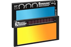 PRERUNER Shade Adjustable Series | Gold Shade Range 5-13 Auto Darkening Welding Lens | 2" x 4 1/4" x 0.33" | Gold Coating | Cool Blue Puddle View | Sensitivity & Delay Adjust - 10 + Years of Experience
