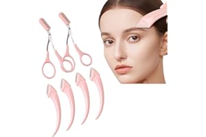 HIPIHOM Eyebrow Trimmer Set 6PCS Eyebrow Scissors with Comb Stainless Steel Eyebrow Razor Eyebrow Eyelash Hair Removal Accessories for Women Men