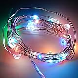 E-Age Battery Operated 20 LED String Lights on Silver Wire 7ft Long. For Use in Floral Arrangements Party, Wedding Decorating and More (Multicolor)