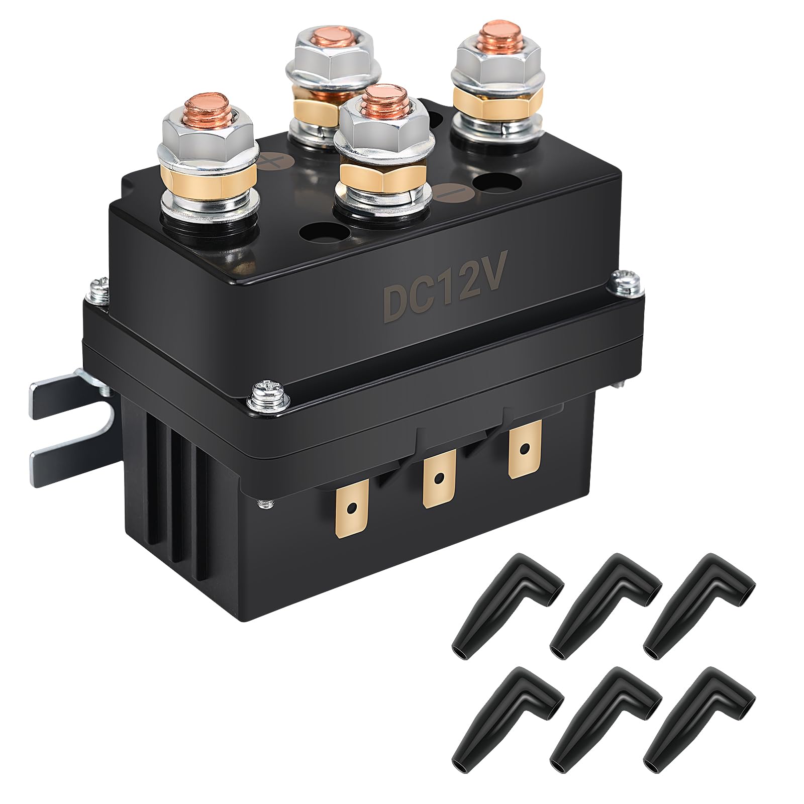 Photo 1 of KanSmart Winch Solenoid Relay Contactor 12V 500A Winch Relay Thumb Truck for 8000-15000lbs ATV UTV Boat 4x4 Vehicles Winch Replacement with 6 Protecting Caps