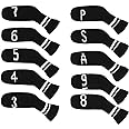 Scott Edward 1/7/10 Pcs Knitted Golf Club Head Covers for Irons Wedge Cuteness and Basically Socks Shape Washable Golf Club Head Protector on Classic Stripes Style