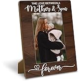Yxadu Mom gifts, Mother's Day Gift from Son, The Love Between a Mother and Son is Forever Wooden Photo Frame, Mom Picture Frame, Rustic Photo Frames 4 x 6 with Stand-Natural Wood texture