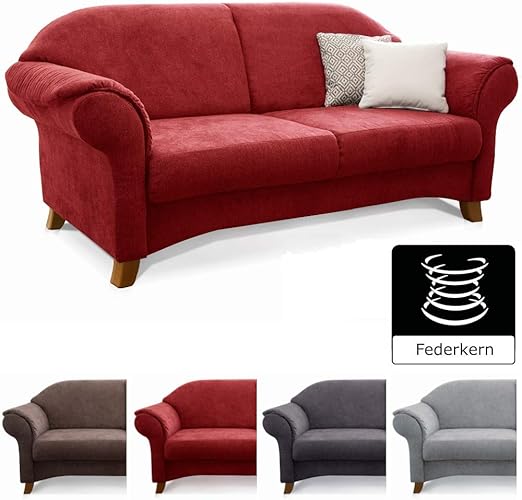 Cavadore 3 Sitzer Sofa Maifayr Mit Federkern Moderne 3 Sitzige Couch Im Landhausstil Mit Holzfussen 194 X 90 X 90 Rot Amazon De Kuche Haushalt
