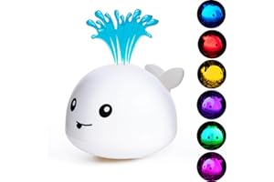 HLXY Baby Bath Toys, Water Spraying Whale Squirt Toy, Light Up Bath Toys, Induction Water Spraying, Bathtub Shower Pool Bathroom Toy for Kids Toddlers 1-3 Infant Water Toys