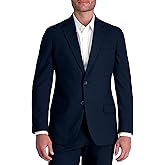 Haggar J.M Men's Premium Stretch Tailored Fit Subtle Pattern Suit Separates-Pants, Navy-Jacket, 42 Short