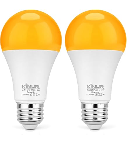 KINUR Amber Sleep Light Bulb, 1800K Blue Light Blocking, 9W E26
