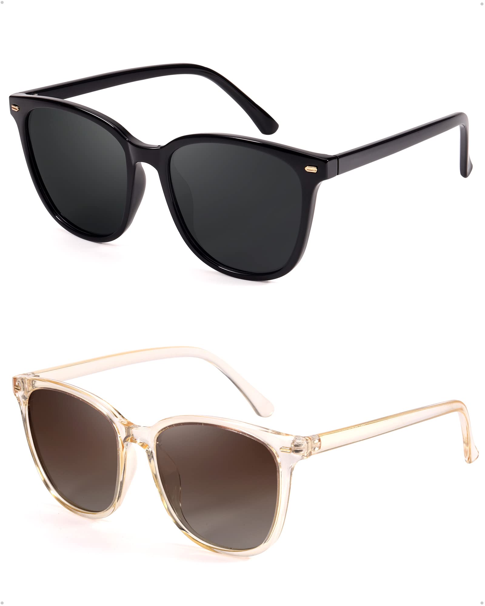 Photo 1 of FIMILU 2 Packs Sunglasses for Women Polarized UV400 Protection Lens Big Frame Fashion Glasses Trendy Stylish Shade