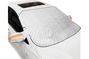 Geweeco Windshield Snow Cover, Car Windshield Cover for Ice and Snow 4-Layer Protection for Snow, Ice, UV and Frost Wiper Mirror Protector Windproof Sunshade Cover