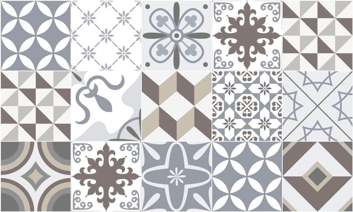 Azulejos Self-Adhesive Mosaic Cement Tile Stickers for Bathroom and Kitchen 60 x 90 cm Grey and Brown - 1 Piece - Image 5