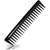 Charlemagne Carbon Fibre Wide Tooth Comb - 18 cm - Pocket-Sized Mens Comb for Travel Touch-Ups - Hair Styling Tool for Smooth