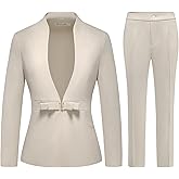 MODFUL Women's Business Pant Suit Set 2 Piece Slim Fit Blazer Jacket One Button Buckle Closure Lady Work Suit for Office