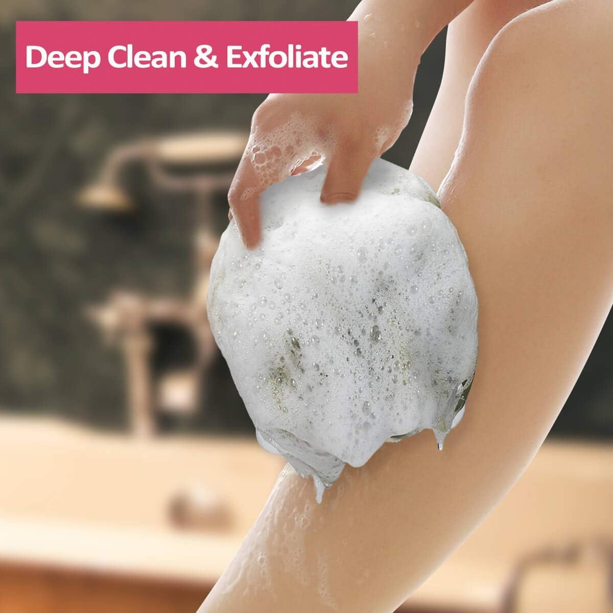 Titanker Bath Loofah Sponge, Shower Sponge Loofahs 60g/pcs Mesh Pouf Soft Body Scrubber Ball, Exfoliating Bath Sponge for Women and Men, Pack of 4, Grey-Pink-ArmyGreen-Green: Health & Personal Care