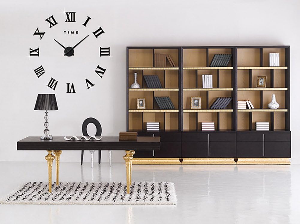 FAS1 Modern DIY Large Wall Clock Big Watch Decal 3D Stickers Roman Numerals Wall Clock Home Office Removable Decoration for Living Room - Image 3