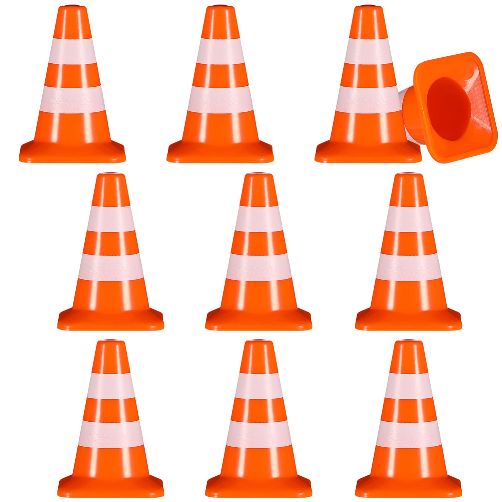 STOBOK 10Pcs Miniature Traffic Cone Toy Set 1/12 Scale Kids Road Signs Educational Construction Cones for Party Favors and Model Roadblocks