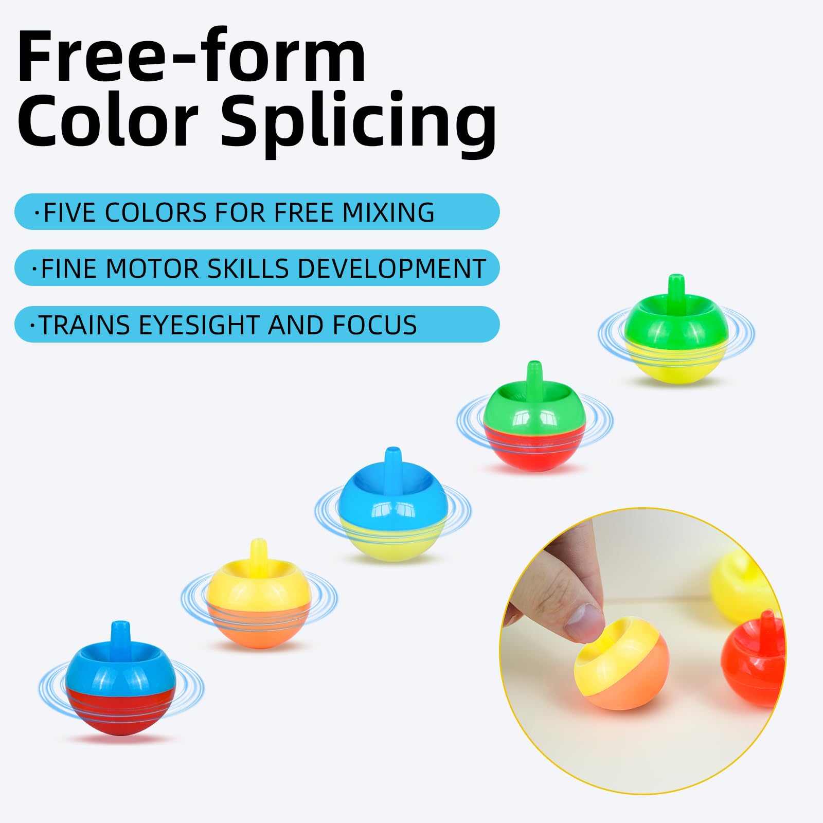 36 Pcs Spinning Tops for Kids, Top Toys | 25 Color Block Combinations | Spinner Toys, Trompos | Bulk Spin Toys for Party Favors, Stocking Stuffers & Bulk Gifts