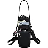 Bstge Water Bottle Holder with Strap, Water Bottle Carrier Bag with Phone Pocket, Shoulder Hand Strap Insulated Neoprene 32/40 oz Water Bottle Sleeve for Walking Hiking Camping Gym