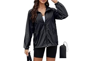 CRIPOM Rain Jacket Women Lightweight Waterproof Windbreaker Jacket Hooded Packable Rain Coats with Pockets S-XXL