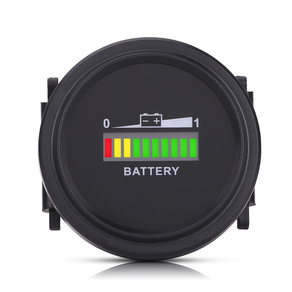 LED Battery Indicator Meter Gauge 12V 24V 36V 48V 72V Digital Display with Low High Warning for Cart Power Monitoring