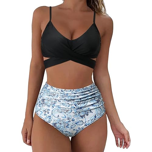 SUUKSESS Women Wrap Bikini Set Push Up High Waisted 2 Piece Swimsuits