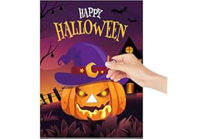 ROSCID Pin The Nose on The Pumpkin - Halloween Party Games for 48 Players with Blindfolds & Stickers, Pumpkin Themed Party Supplies School Classroom Home Office Birthday Babyshower Wedding Adults Activities