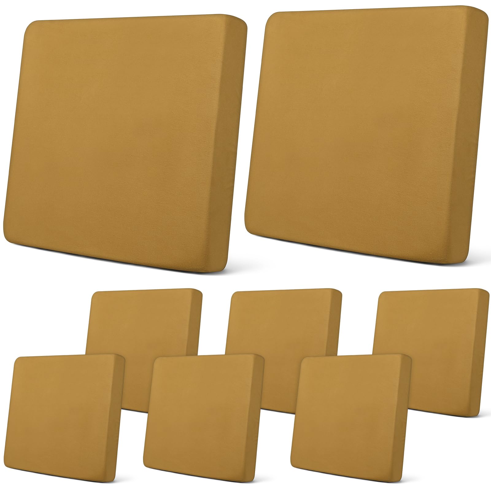 Photo 1 of Newwiee 8Pcs Patio Cushion Covers Stretch Outdoor Cushion Cover Replacement for Patio Furniture Sofa Couch Slipcovers, Soft Flexibility Washable Furniture Protector(Waterproof Pure,Tan)