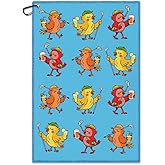 Juoqg Birdie Blue Golf Towel, Funny Birdie Golf Bag Towel with Clip, Golfing Accessories for Men Women, Sport Towels for Player, Golfing Gifts for Son Daughter, Birthday Gifts for Golfer Lover Friend