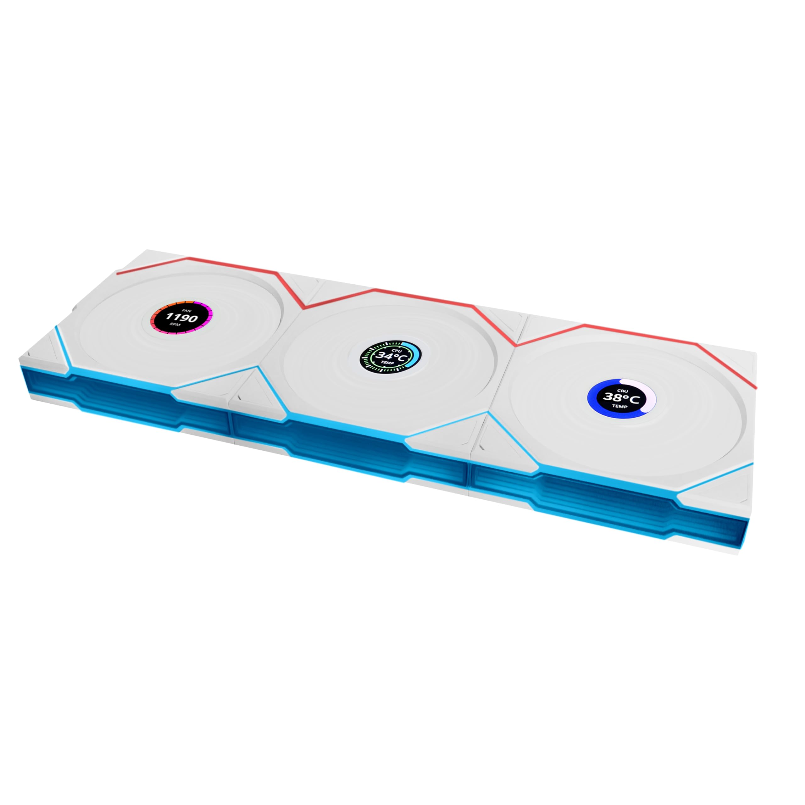 Photo 1 of Lian Li UNI Fan TL LCD Wireless 120-Triple Pack-2.4 GHz Wireless Signal ARGB Fan-Infinity Mirror-Daisy-Chain Design-Customizable Lighting Effects-Controller Included & Required - White (12TLLCD1W3W)