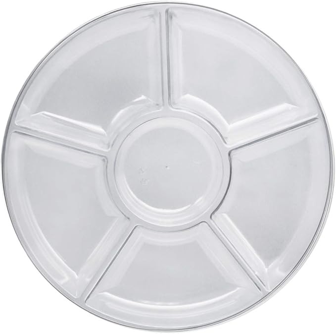Party Essentials N122131 Hard Plastic 12Inch Round Divided 5