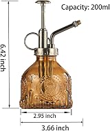 ZIUHEOA Plant Mister Glass Sprayer 200ml 6.4in Brown Retro Nozzle Leak Proof view 3