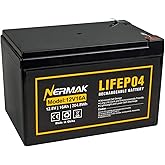 NERMAK 12V 16Ah Lithium LiFePO4 Deep Cycle Battery, 2000+ Cycles Lithium Iron Phosphate Rechargeable Battery for Solar/Wind Power, Lighting, Scooters, UPS, Power Wheels, Fish Finder, Built-in 16A BMS