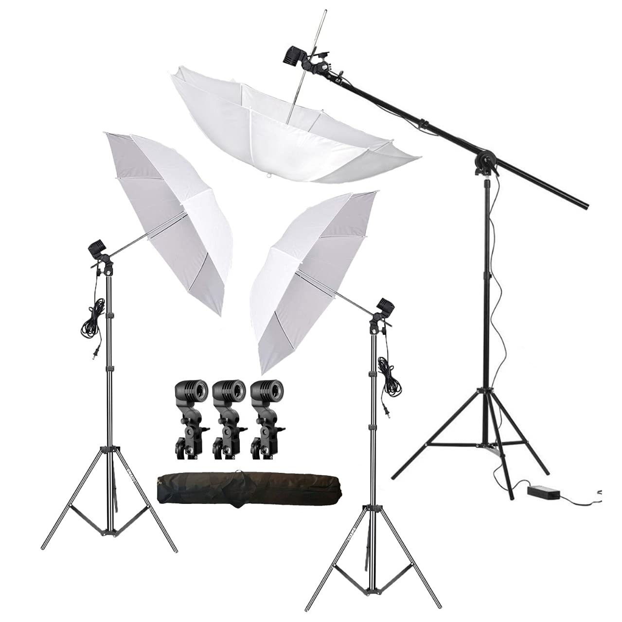 HIFFIN® E27 3 Point Studio Single Holder KIT Umbrella White + Studio