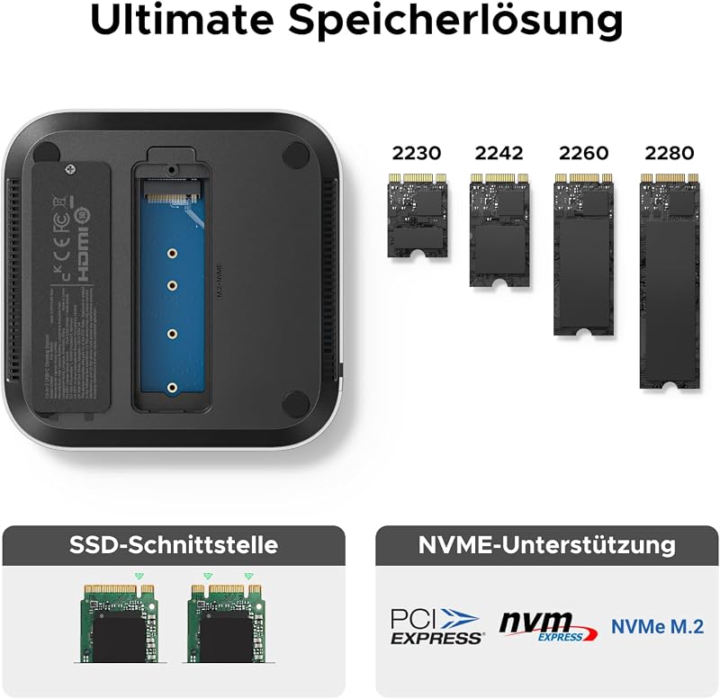 Mac mini Dock 40Gbps M.2 NVMe, Kompatibel mit M6/M5 Pro/M4 Pro/M4