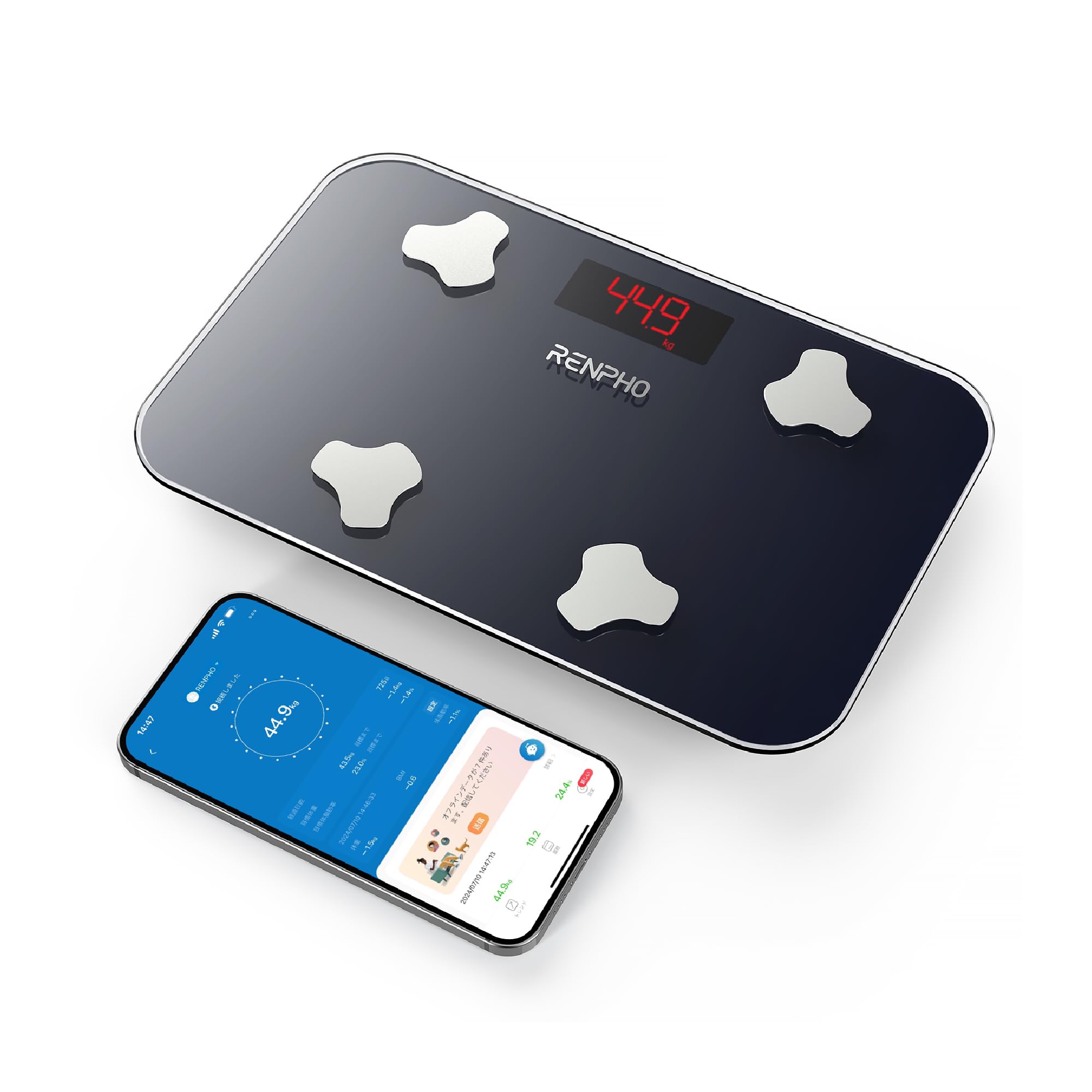 RENPHO Elis Go - ミニスマート体組成計 レンフォ 体重計 ミニ 体組成計 第二世代 小型 軽量 旅行 ミニスケール 高精度センサー 13種類健康項目 Bluetooth対応 収納袋付き 持ち運び便利 体脂肪計 専用日本語APP スマートスケール LED画面表示 健康管理 日本語取扱説明書 R-A009商品画像