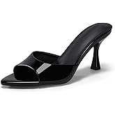Coutgo Womens Heeled Mules Pointed Peep Toe High Heels Slip On Backless Mule Sandals Dress Shoes