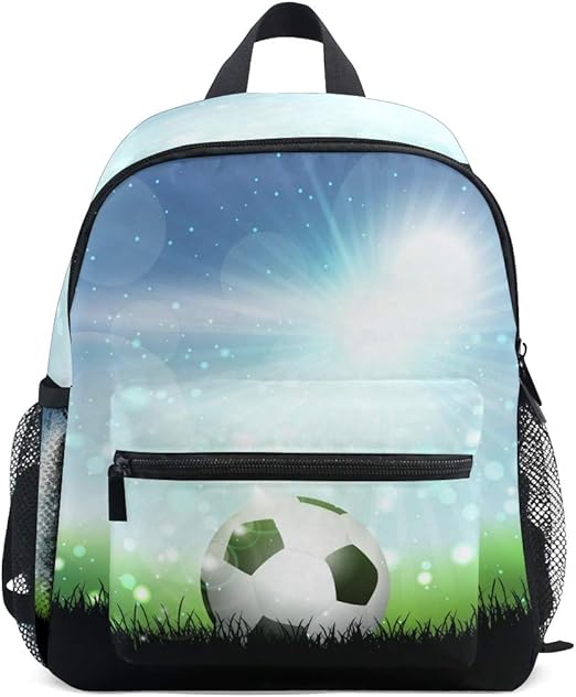 Football On Grass Soccer Toddler Backpack School Bag Multi Cute