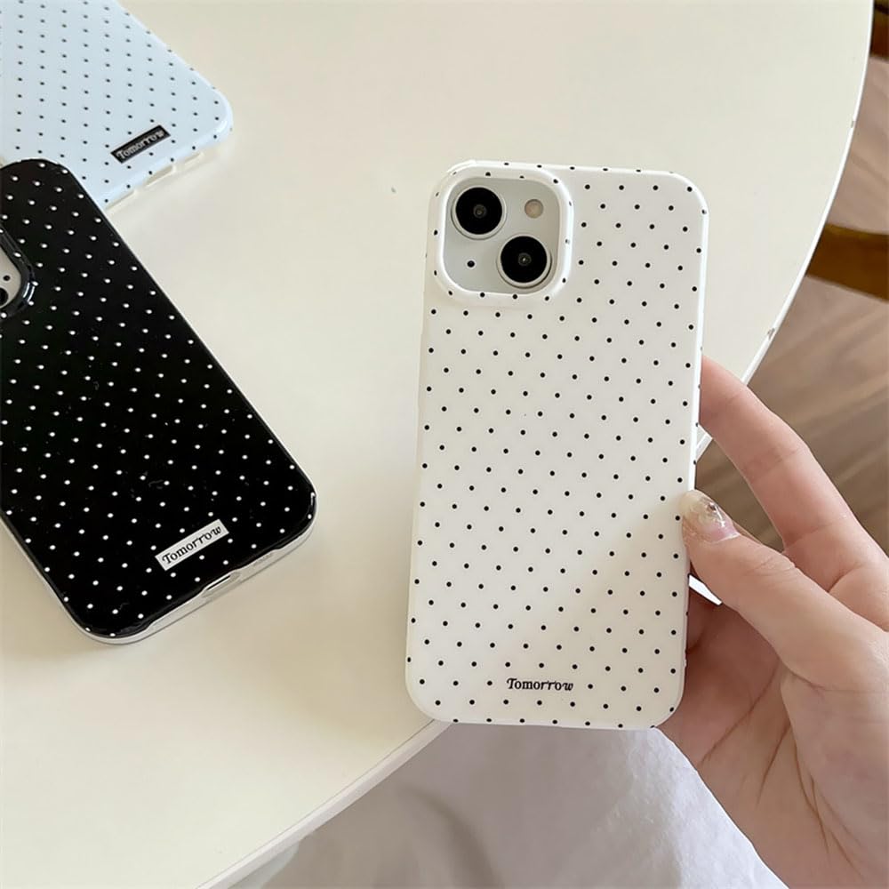 inewateri iPhone 13/14 Case with Cute Fashion Polka Dot Aesthetics | Simple Design | Soft TPU Slim Protection | White