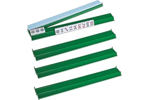 TIASUSAN Mahjong Racks with Pushers(4 PCS, Green) for 166 American Mahjong Tiles, Mahjong All-in-one Tile Rack with Pusher Co