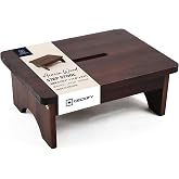 DECKIFY Wooden Step Stool for Adults, Non-Slip, Rich Walnut, 6.5 Inch | Built-In Handle, Dual Support Bars, Linseed Oil Finish, Anti-Slip Feet, Lightweight, 600 lbs Capacity, Portable, 4.9 lbs