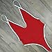 CROSS1946 Sexy Womens Monokini Deep V One Piece Backless Cheeky Swimwear Semi Thong Bikini Red Small