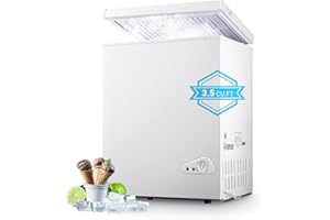 BORCOLO Chest Freezer 3.5 Cubic Feet, Small Deep Freezer with Removable Basket, 6 Level Adjustable Temperature from -18°F to 50°F, Manual Defrosting, Top Open Door, Suitable for Home, White