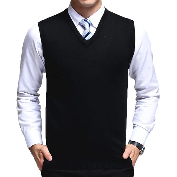 FULIER Mens Winter V-Neck Sleeveless Vest Classic Business