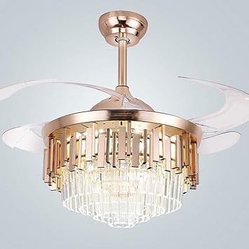 Amazon Com Hzc Crystal Ceiling Fan With Light Remote Control