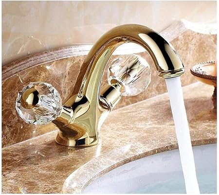 Bad Armatur Chrom Messing Gold Keramik Dual Griff Einloch Waschbecken