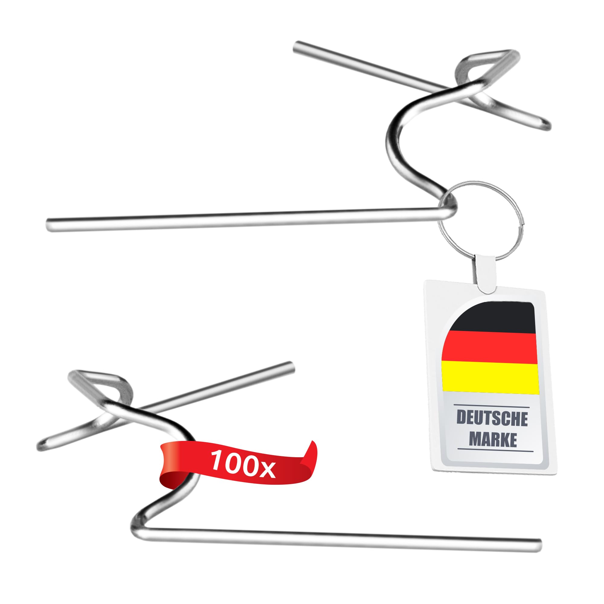 ECENCE 100 Greenhouse Clips Made of Stainless-Steel, Galvanized, W-Clips for Securing Greenhouse Glass Panes & Twin-Wall Sheets, Rust-Resistant & Stormproof (95mm x 35mm)