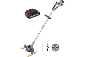 AGUTEGUTE Battery Powered Weed Wacker, Weed Eater + Edger + Trimmer + Cutter 3 in 1, Running Time 60 Mins(One 2.5 Ah Battery), Electric Weed Whacker, Edger Lawn Tool, Grass Trimmer with Blades