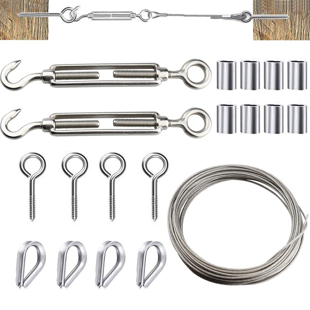 5 Tenditori Occhio A Occhio In Acciaio Inox 304, M6 | Regolabili Per Fune Metallica E Telo Ombreggiante | Carico Max 113 Kg